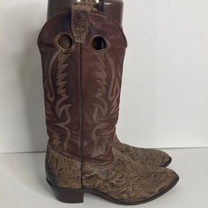 Boulet Boots Mens 8.5 3E Brown Leather Cowboy Western Exotic Pull On Canada